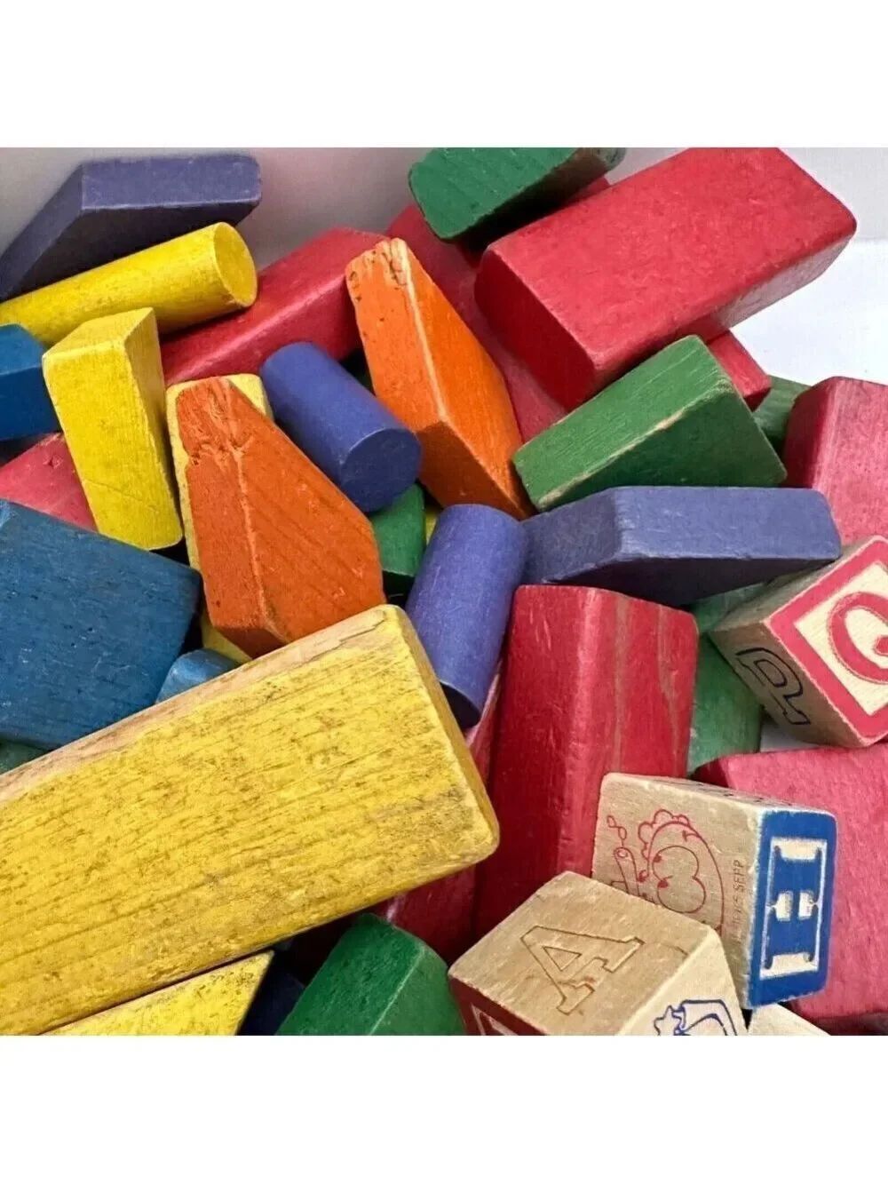 Vintage PLAYSKOOL DUFFLE BAG OF COLORED BLOCKS 1980s Sepp ABC Primary Color READ